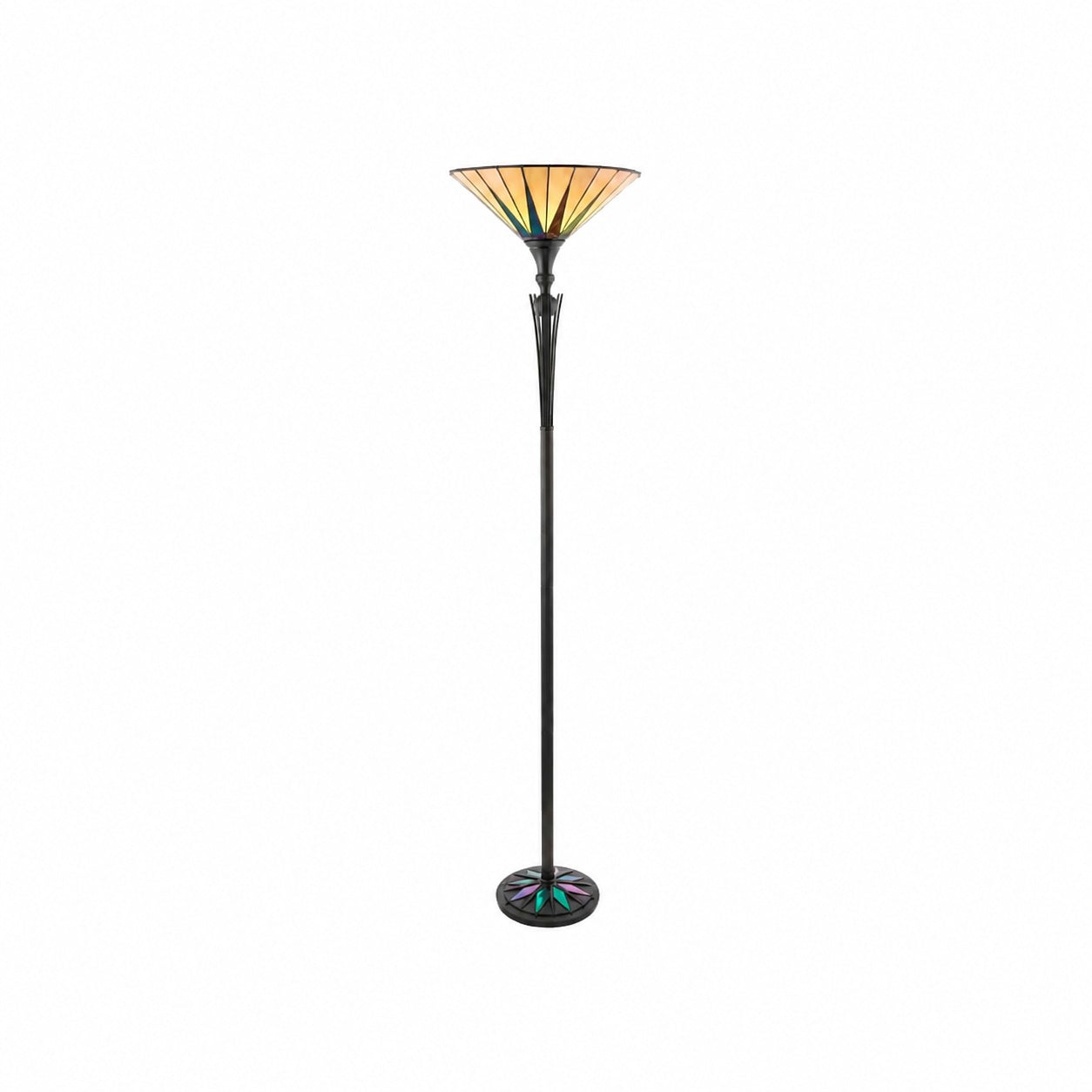 TF Dark Star Stained Glass Star Pattern Floor Lamp – Tiffany Style Uplighter for Living Rooms