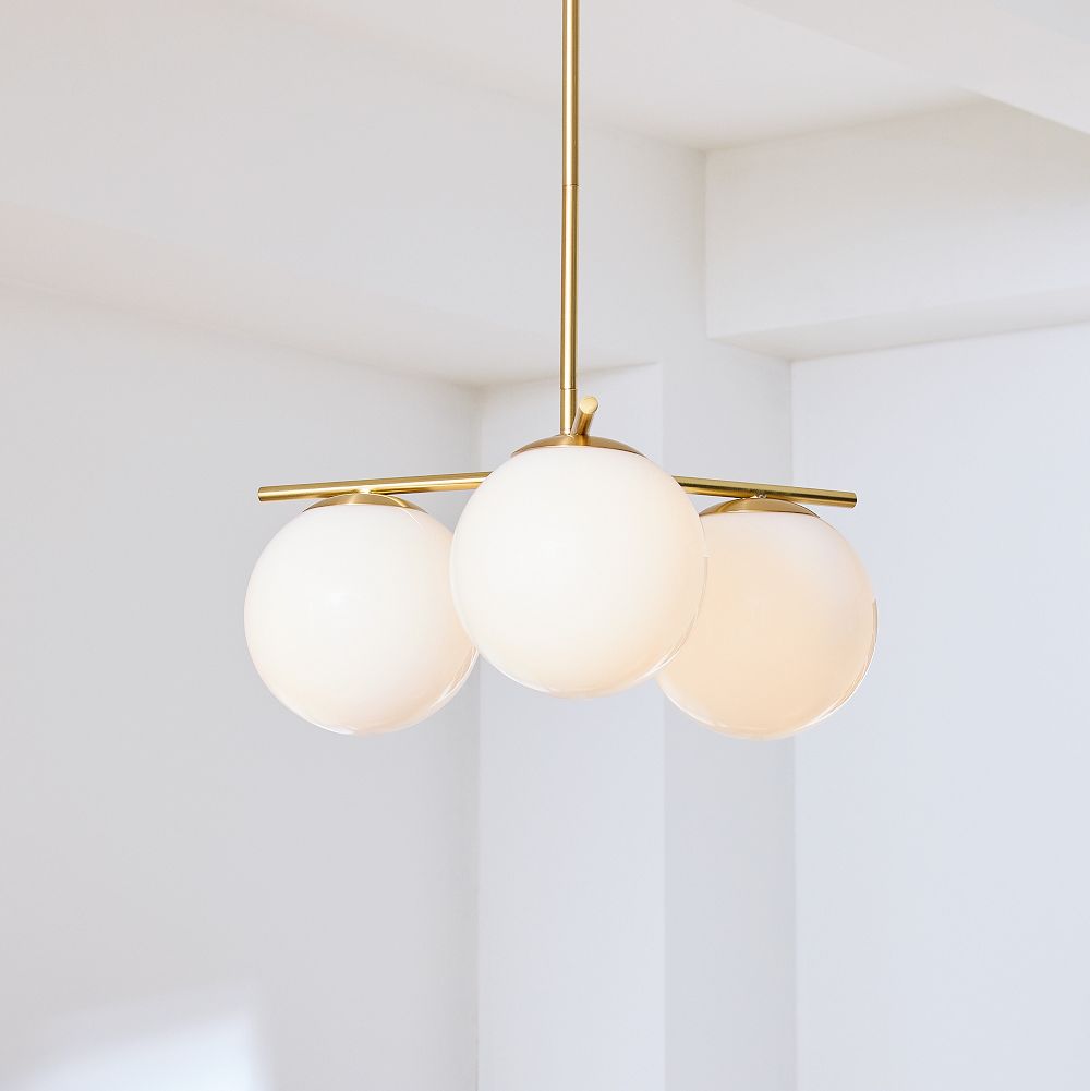 Alessora Brass Milk Glass Chandeliers- Great for Covered Outdoor Areas