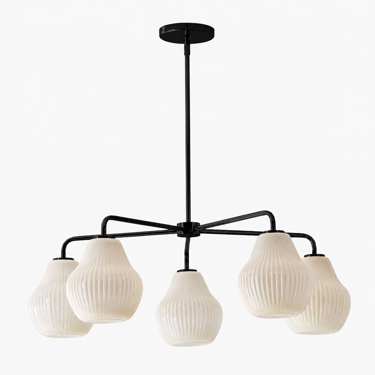Rivrona 5-Light Chandelier for Entryway - Ribbed Glass Modern Lighting