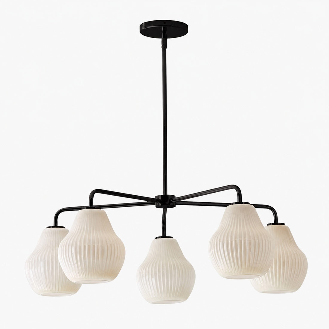Rivrona 5-Light Chandelier for Entryway - Ribbed Glass Modern Lighting