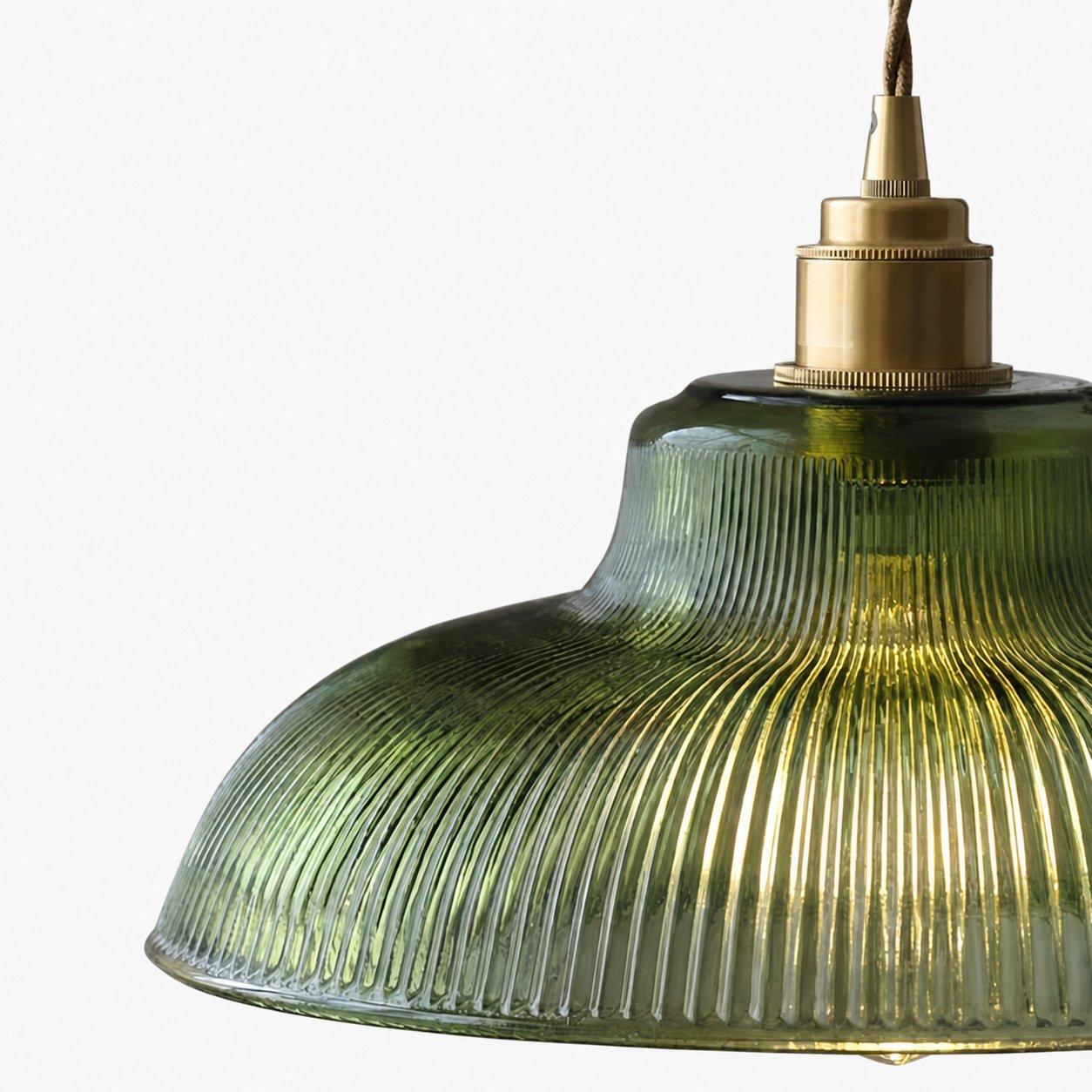 Ribilux Ribbed Pendant Light - Vintage Glass and Metal for Kitchen and Dining Room