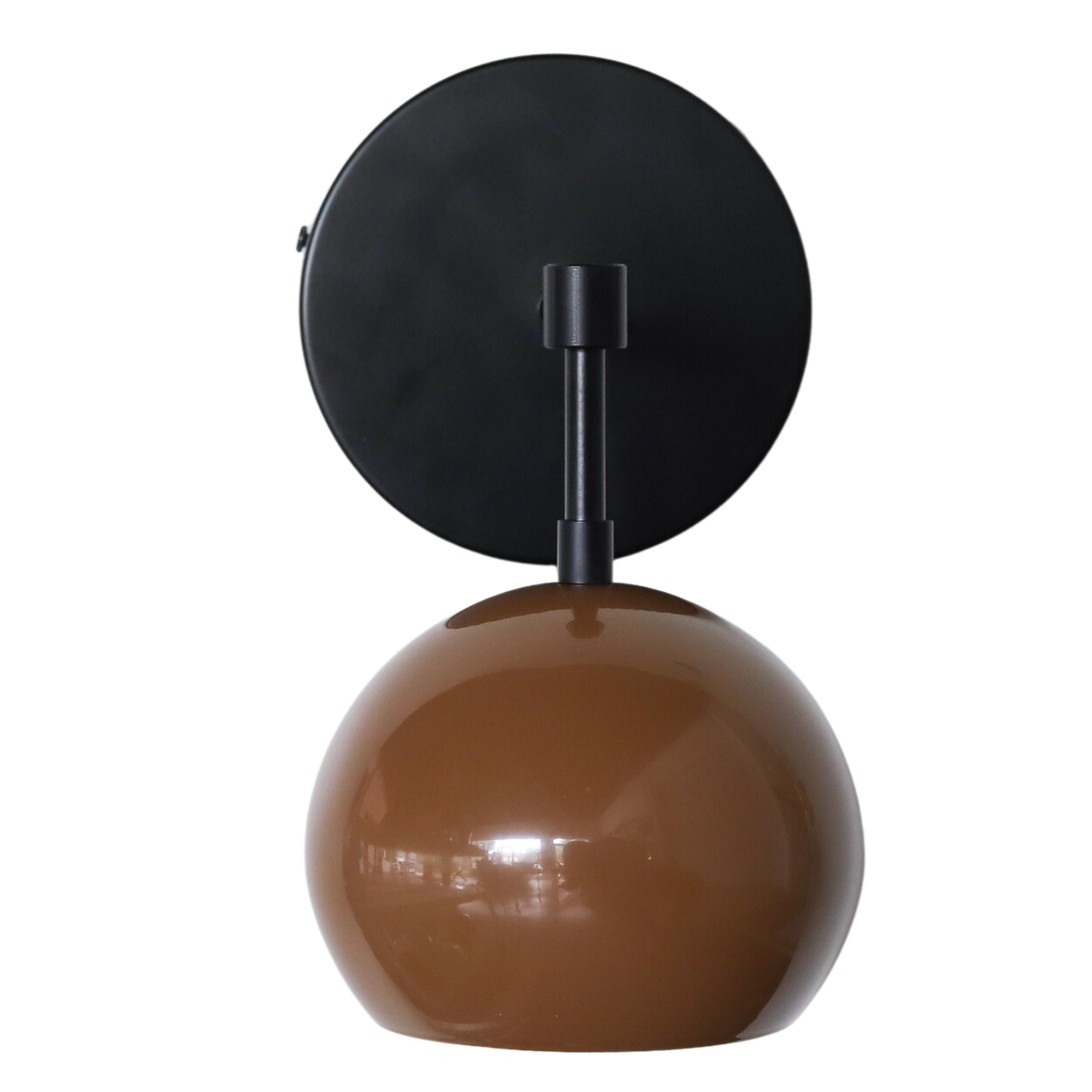 Mid-Century Modern Wall Sconce - Fudge Brown Shade with Brass or Black