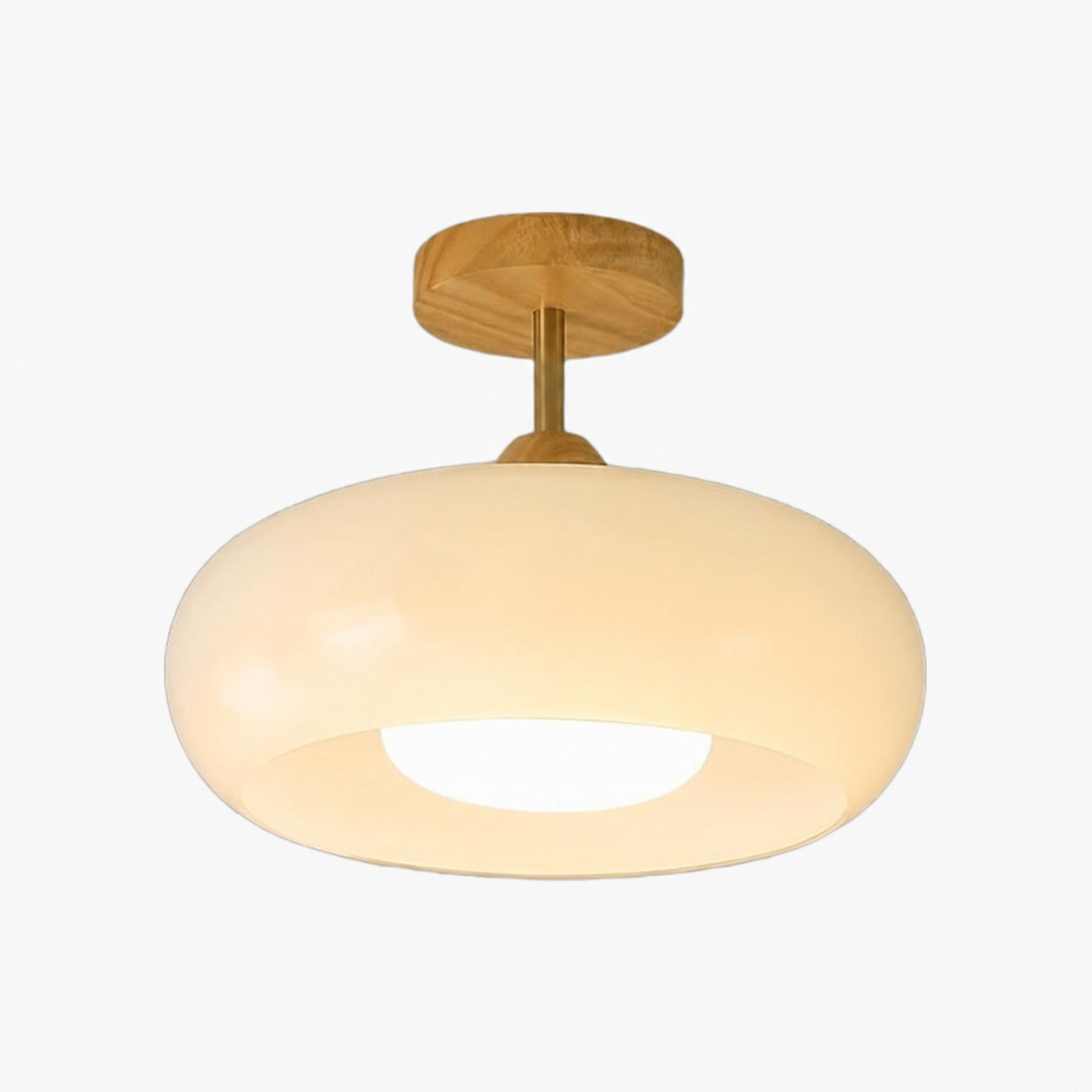Bauvia Vintage Bauhaus Glass Ceiling Light – Modern Artistic Lamp with Wooden Base for Living Room N62