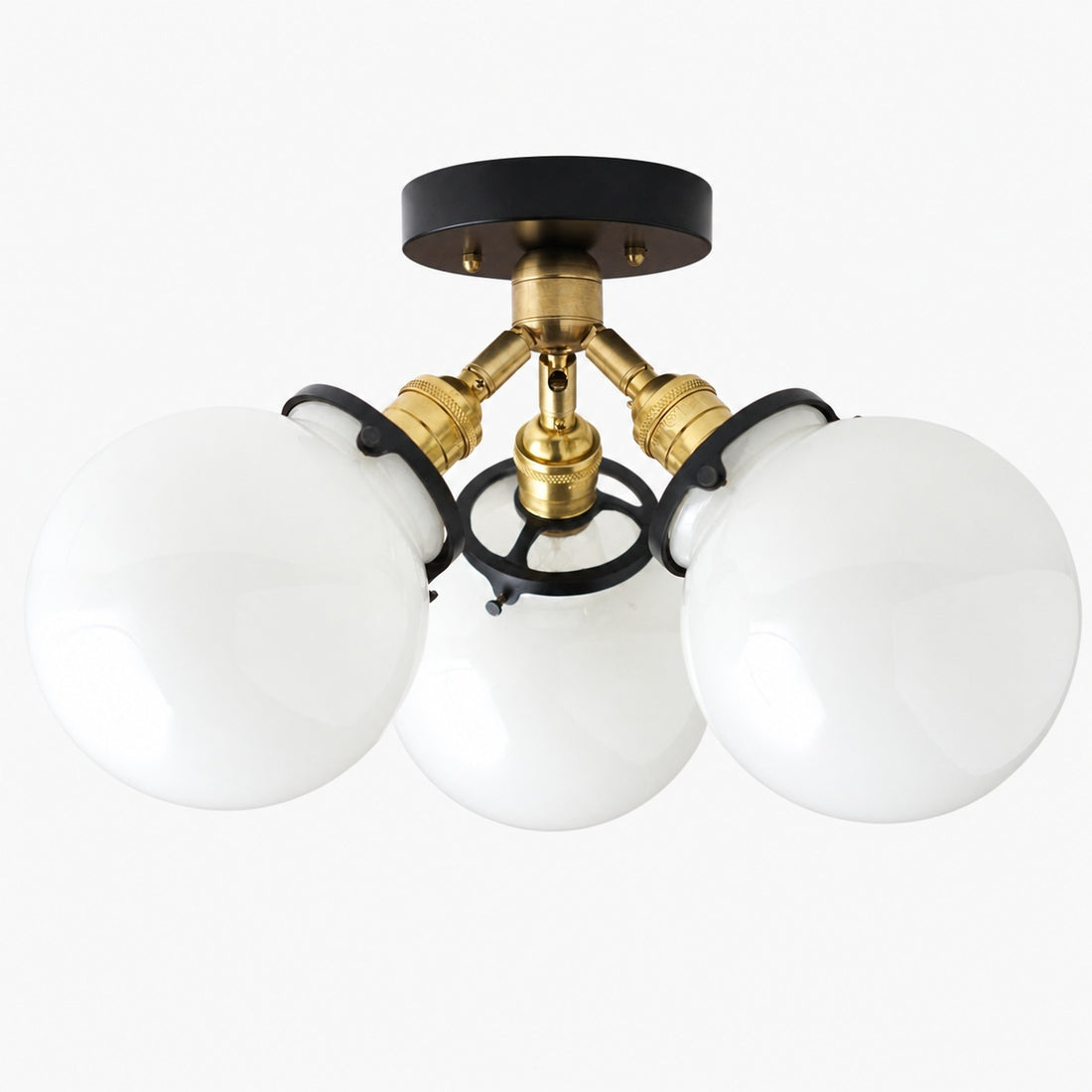 Glorica Glass Globe Light - Mid Century Semi Flush Ceiling Lamp