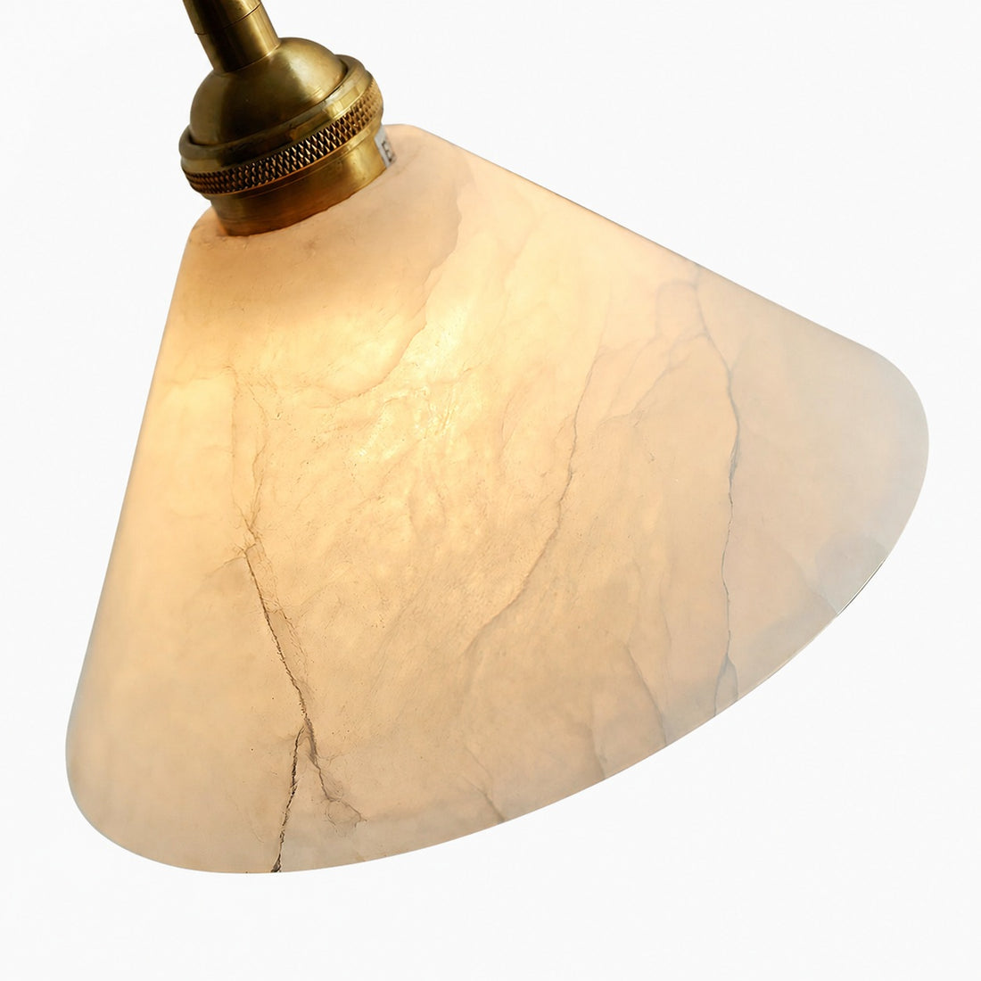 Conical Brass Alabaster Pendant Lamp