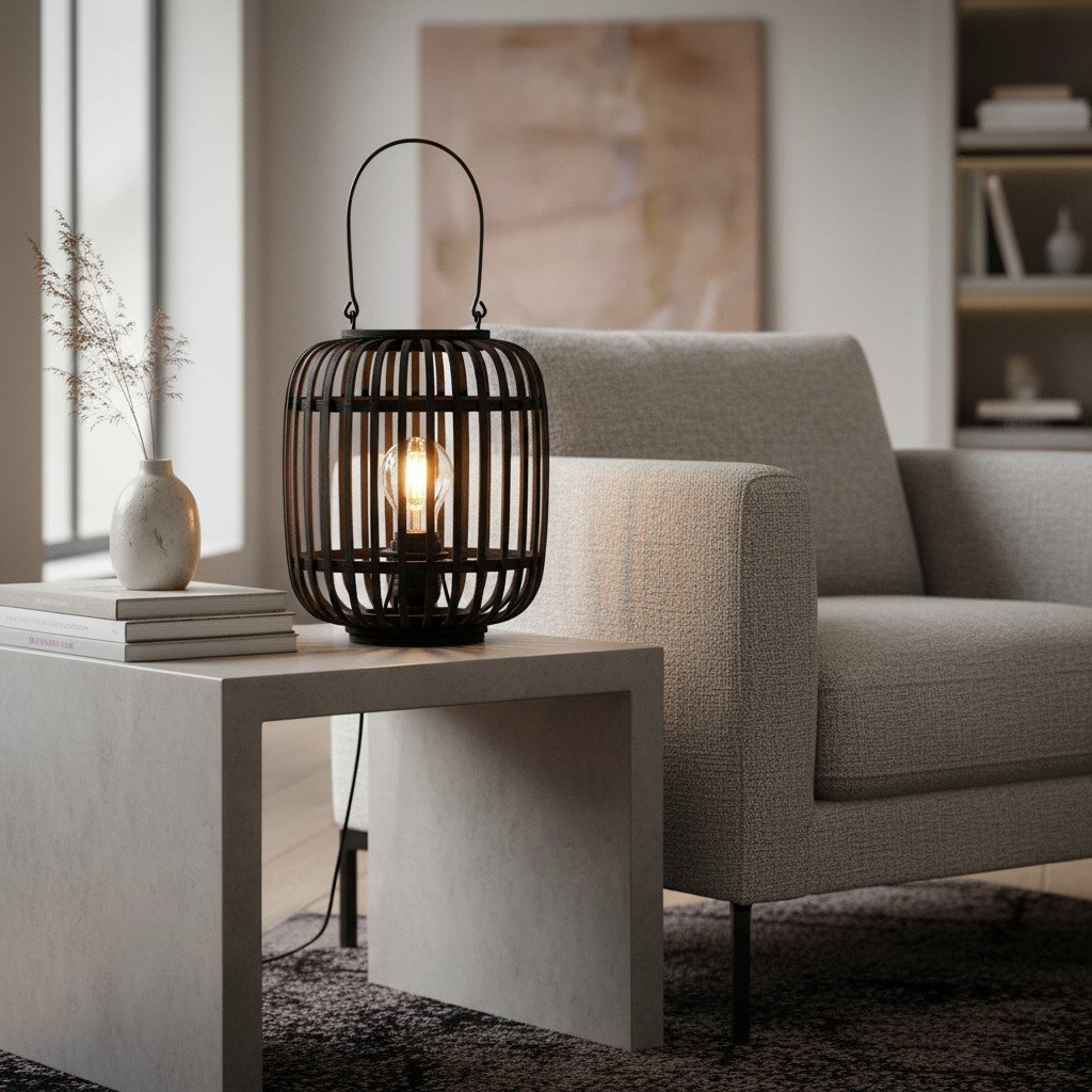 Yumeko Ambient Table Lamp - Open Bamboo Cage Design Stylish and Eco Friendly for Living & Bedroom