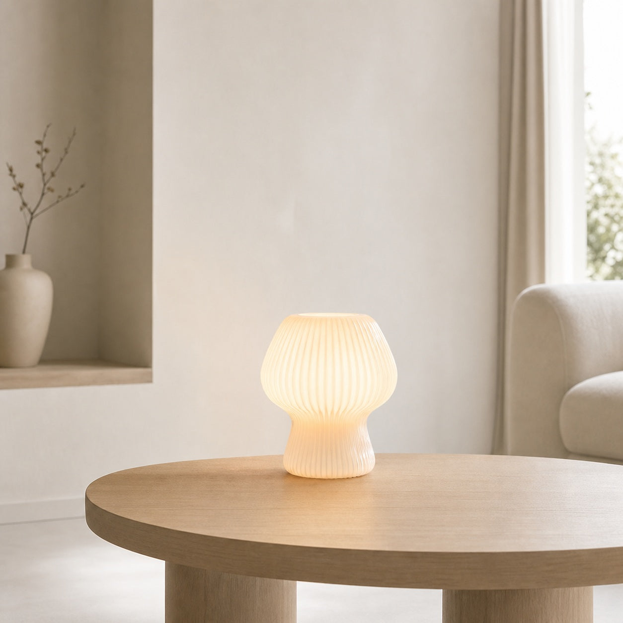 Novarise Ribbed Glass Table Lamp – Textured Glass Accent Lighting