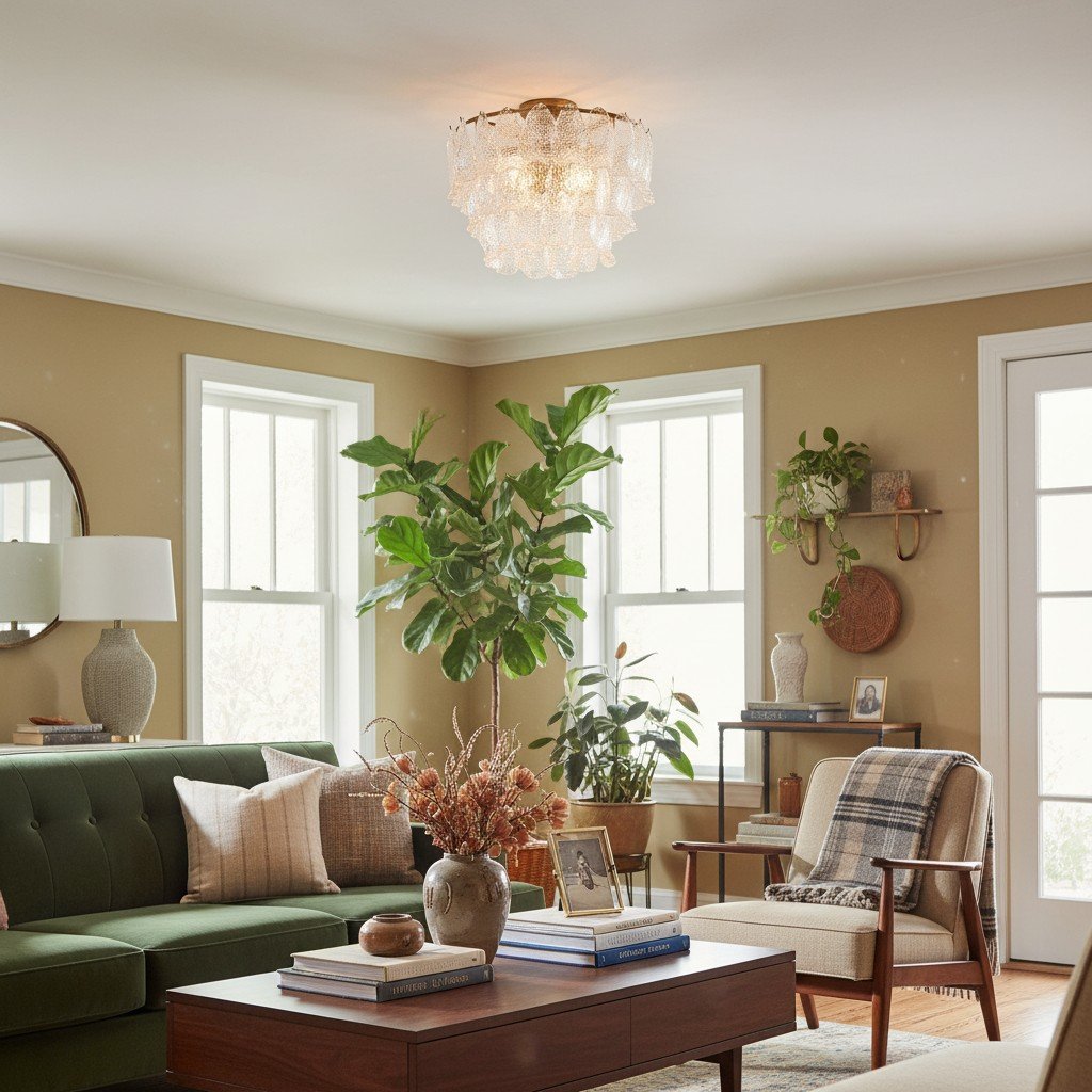 Lumvey Tiered Glass Flush Mount – Round Stacked Design for Modern Home