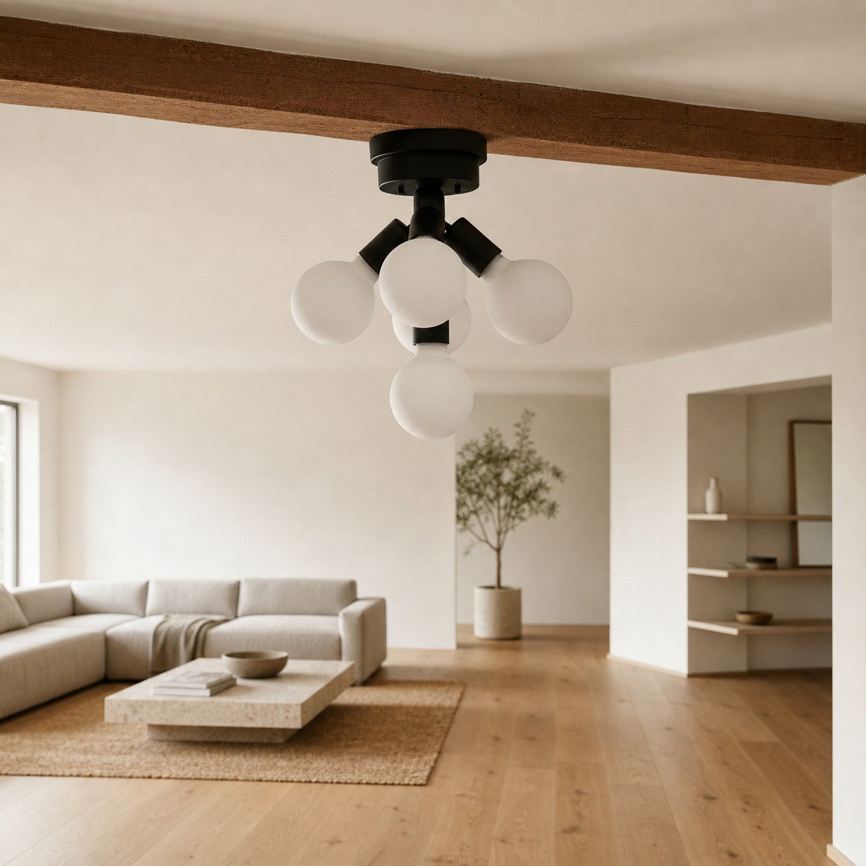 Glorica Glass Flush Mount Light - Globe Ceiling Fixture Modern