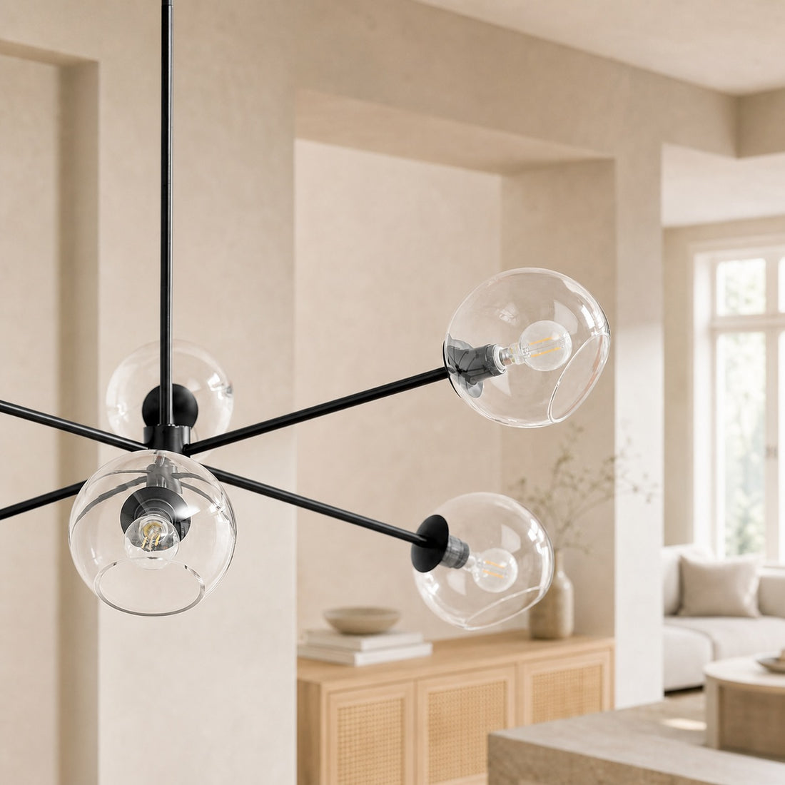 Brina 6-Light Glass Metal Frame Chandelier - Perfect Lighting