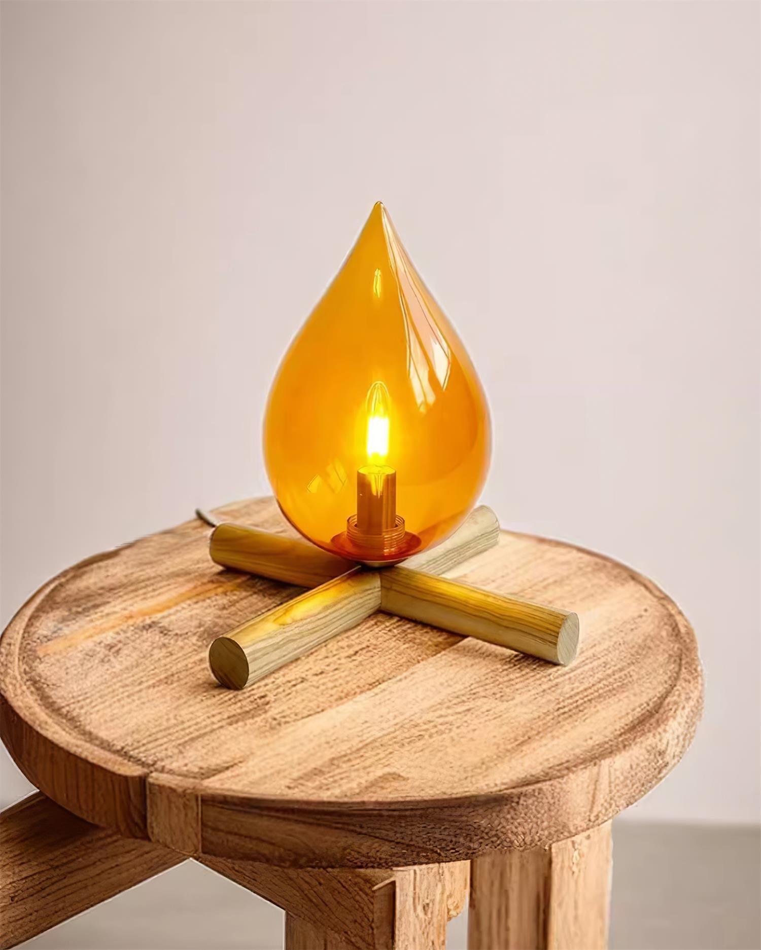 Firewood Stack Flame Table Lamp