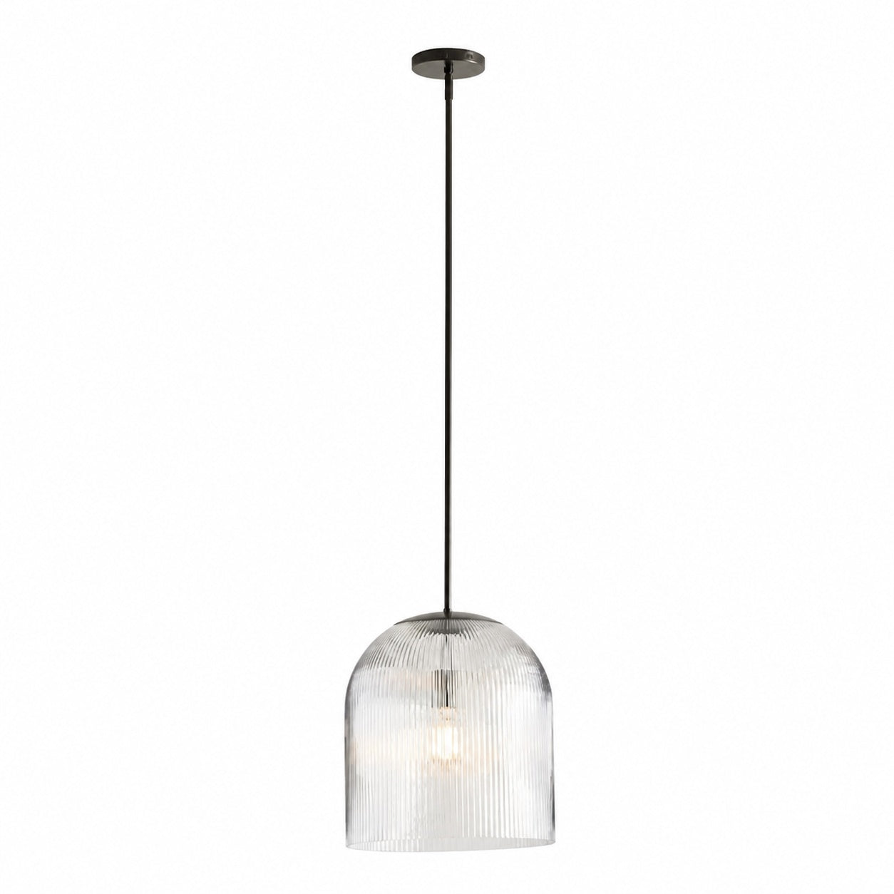 Alain Farmhouse Cooper Ribbed Glass Pendant Light