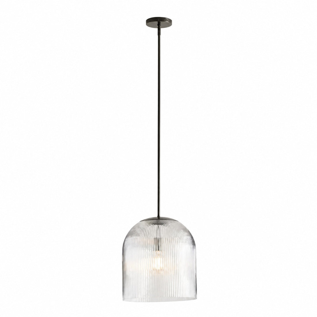 Alain Farmhouse Cooper Ribbed Glass Pendant Light