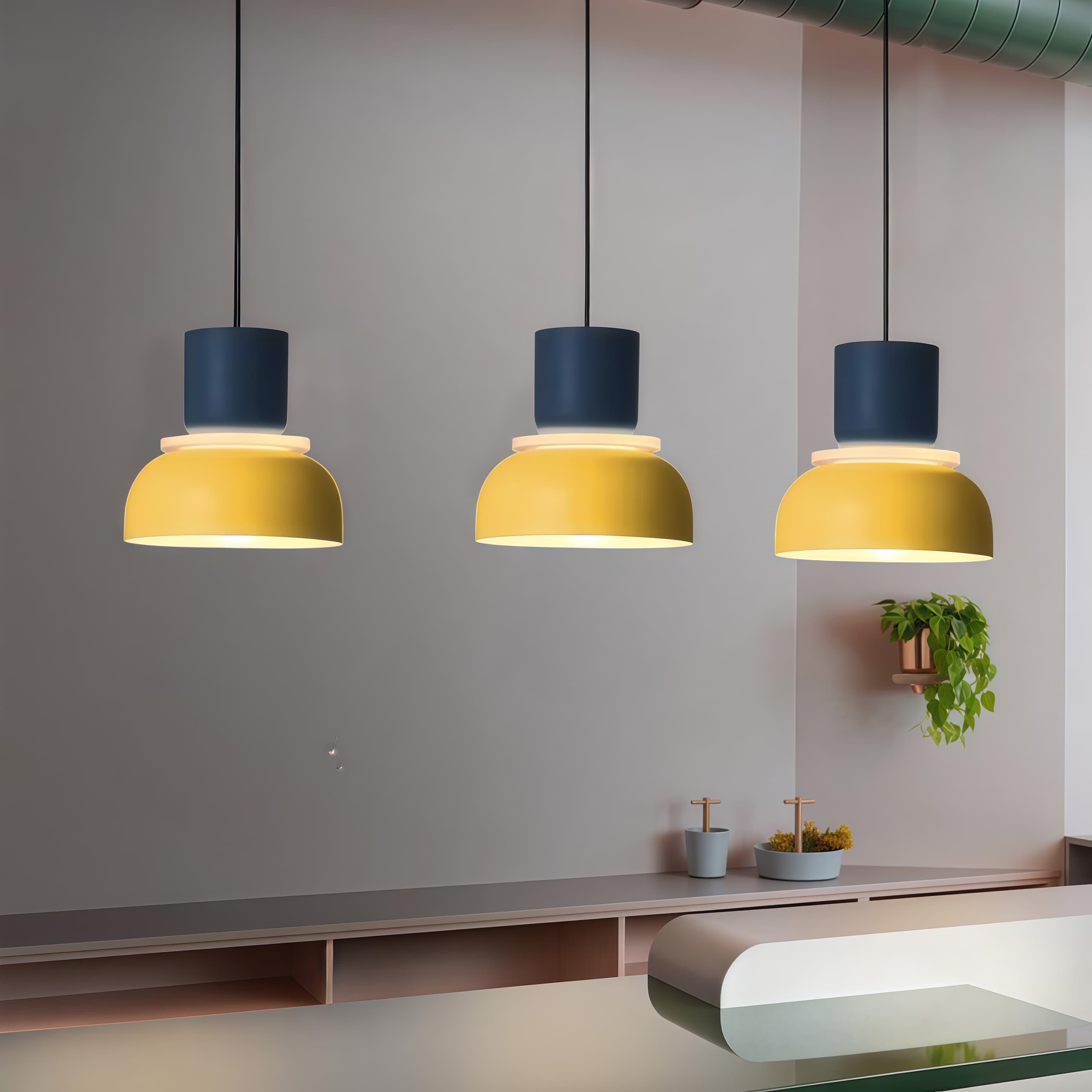 Nordic Style Macaron Pendant Light - Modern Color Block Bowl Shade Lamp
