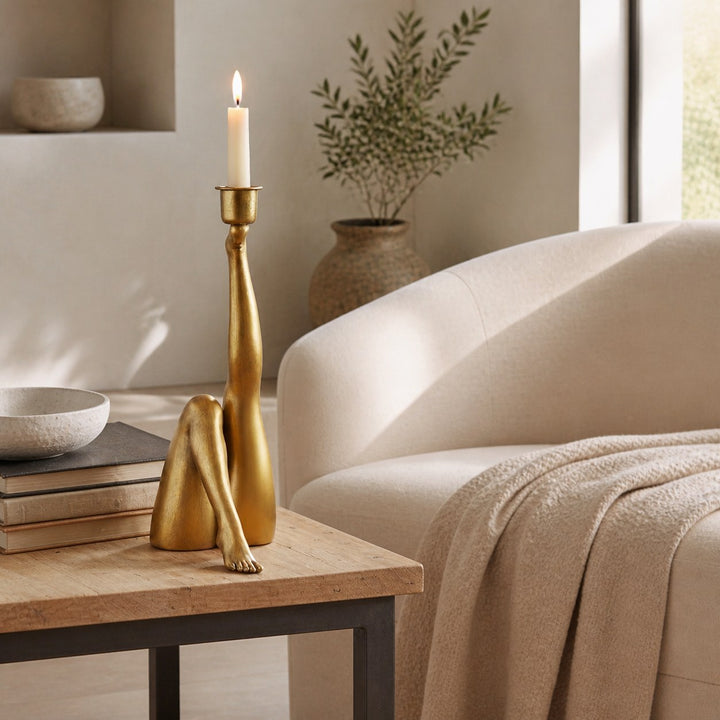 Kickra Modern Designer Candle Holder with Gold Leg-Inspired Base U22