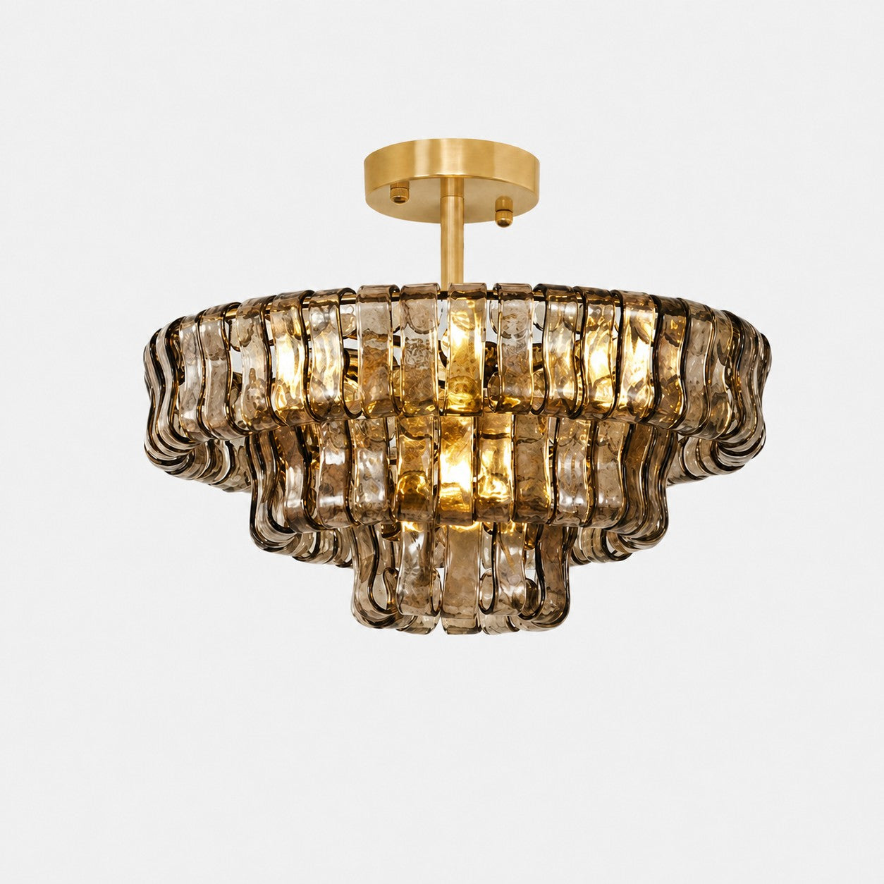 French Vintage Ripple Glass Chandelier