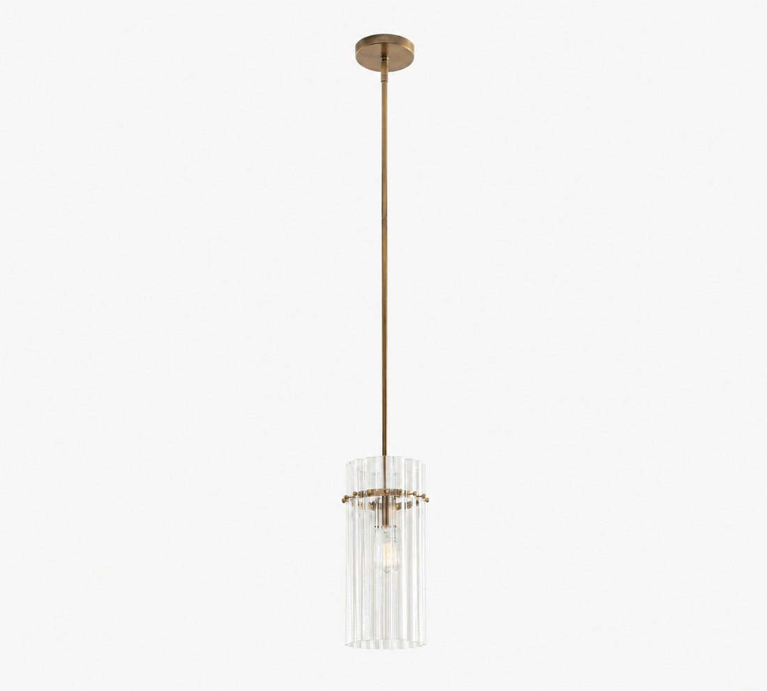 Lumora Crystal Pendant Light – Elegant Tumbled Brass & Cut Glass