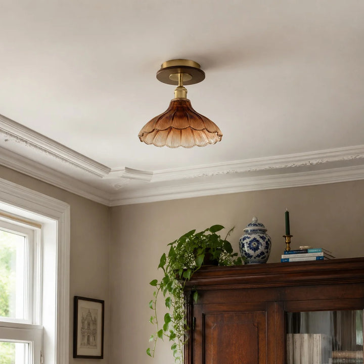 Ribbed glass ceiling light detail 2