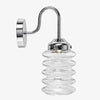 Clear ribbed glass chrome wall sconce