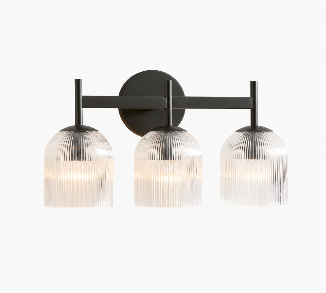 Bravira Ribbed Glass Sconce - Metal Wall Light with Clear Glass Shade
