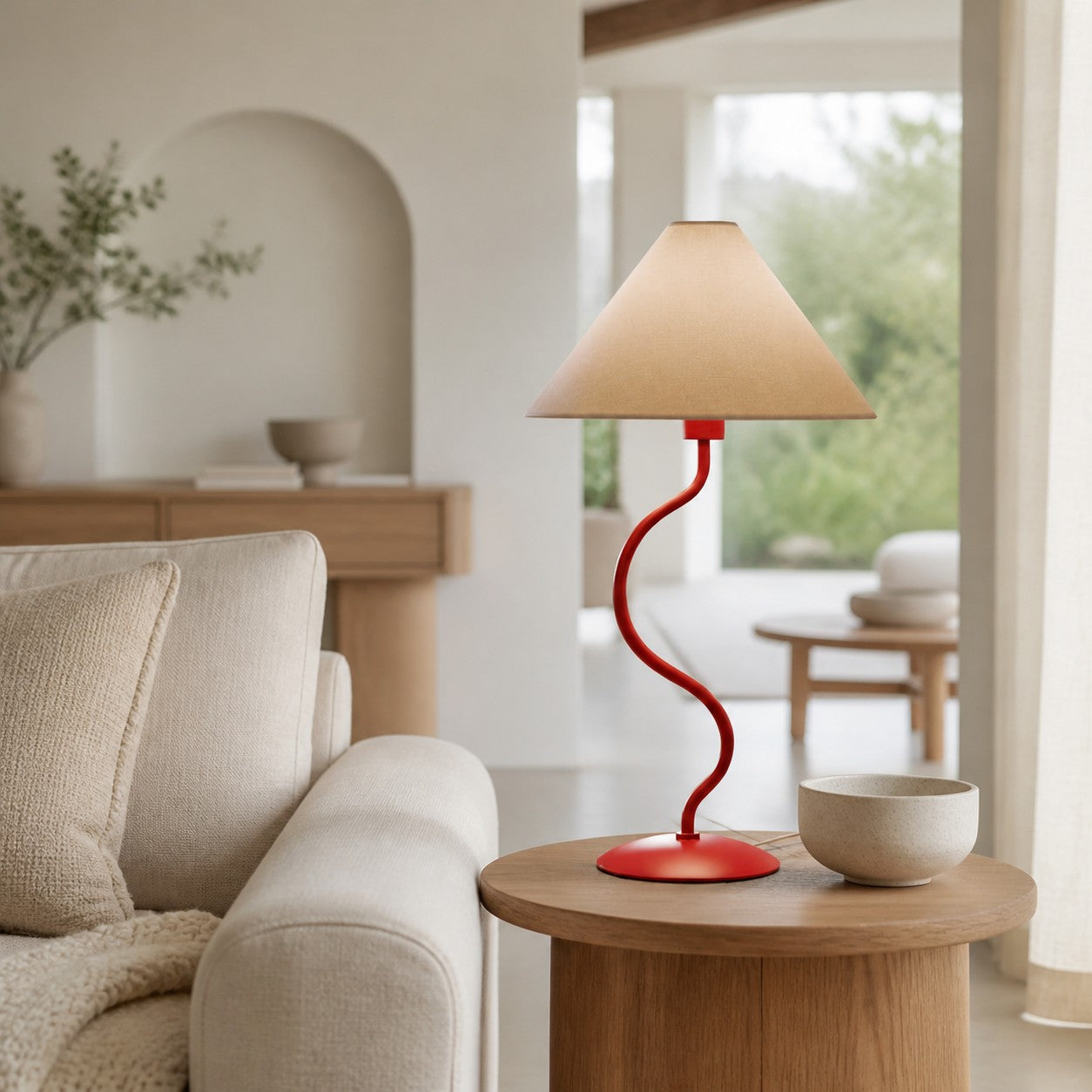 Rivlox Modern Geometric Fabric Table Lamp - Angled Zigzag Pattern for Office Lighting
