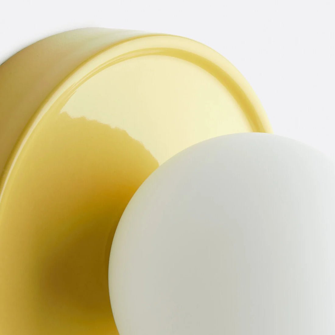 Solna Round Glass Wall Sconce with Ceramic Base-Minimalist Lighting for Bedroom or Hallway