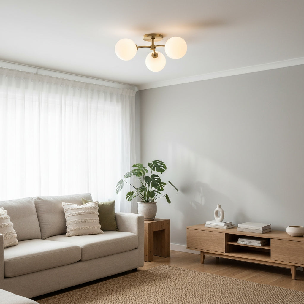 Arden Glass Contemporary 3 Light Ceiling Fixture - Sculptural Multi-Light Fixture for Living Spaces