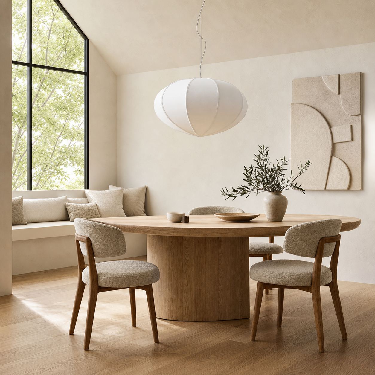 Alvian Pendant Light - Linen Shade with Adjustable Height for Cozy Dining