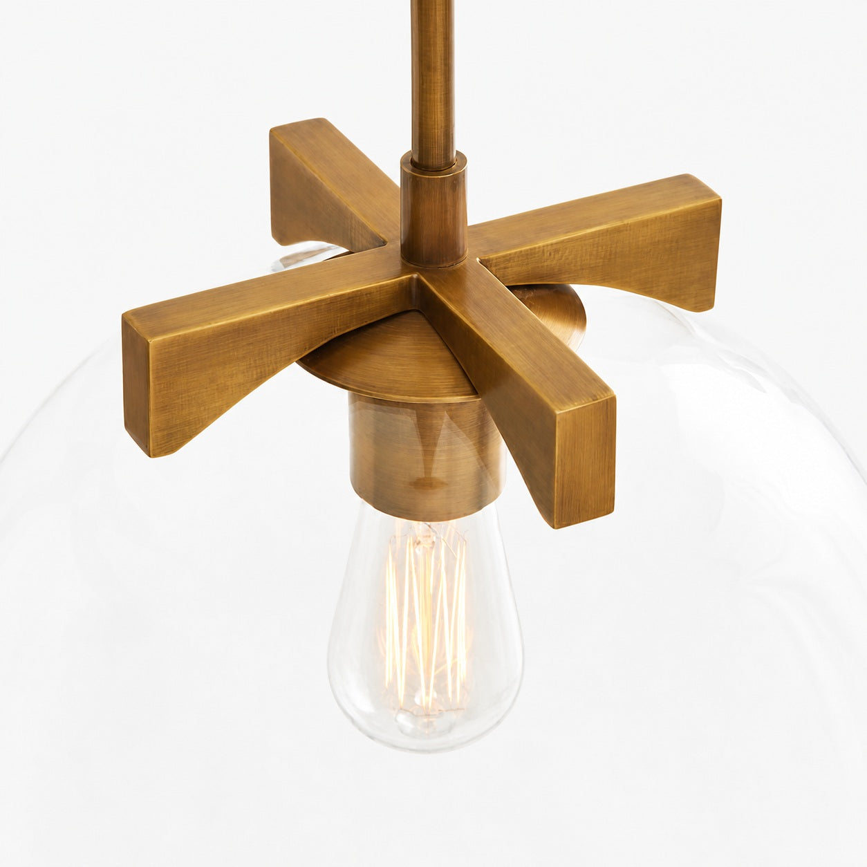 Auria Metal Brass Pendant Lighting - Vintage Finish with Glass Shade