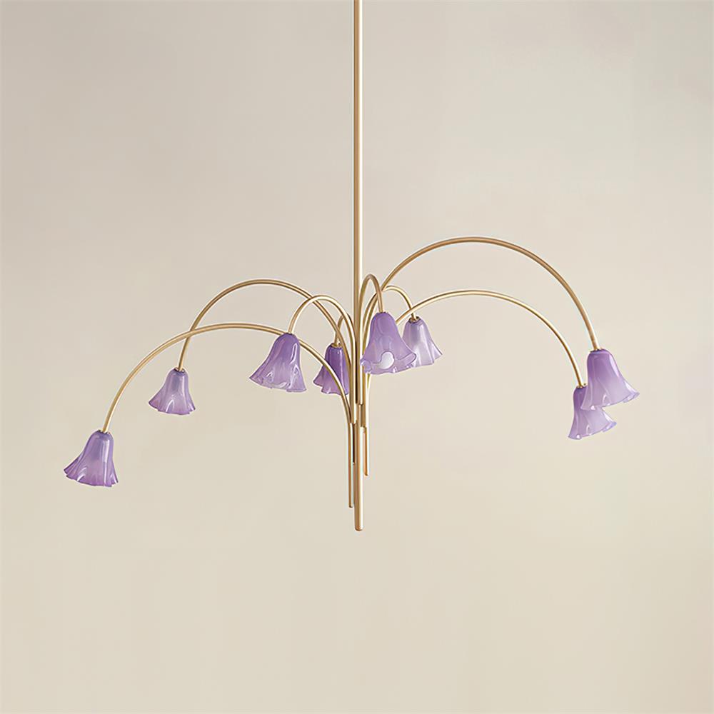 Bellina Modern Romantic Chandelier - Botanical Lily Design with Glass Flowers