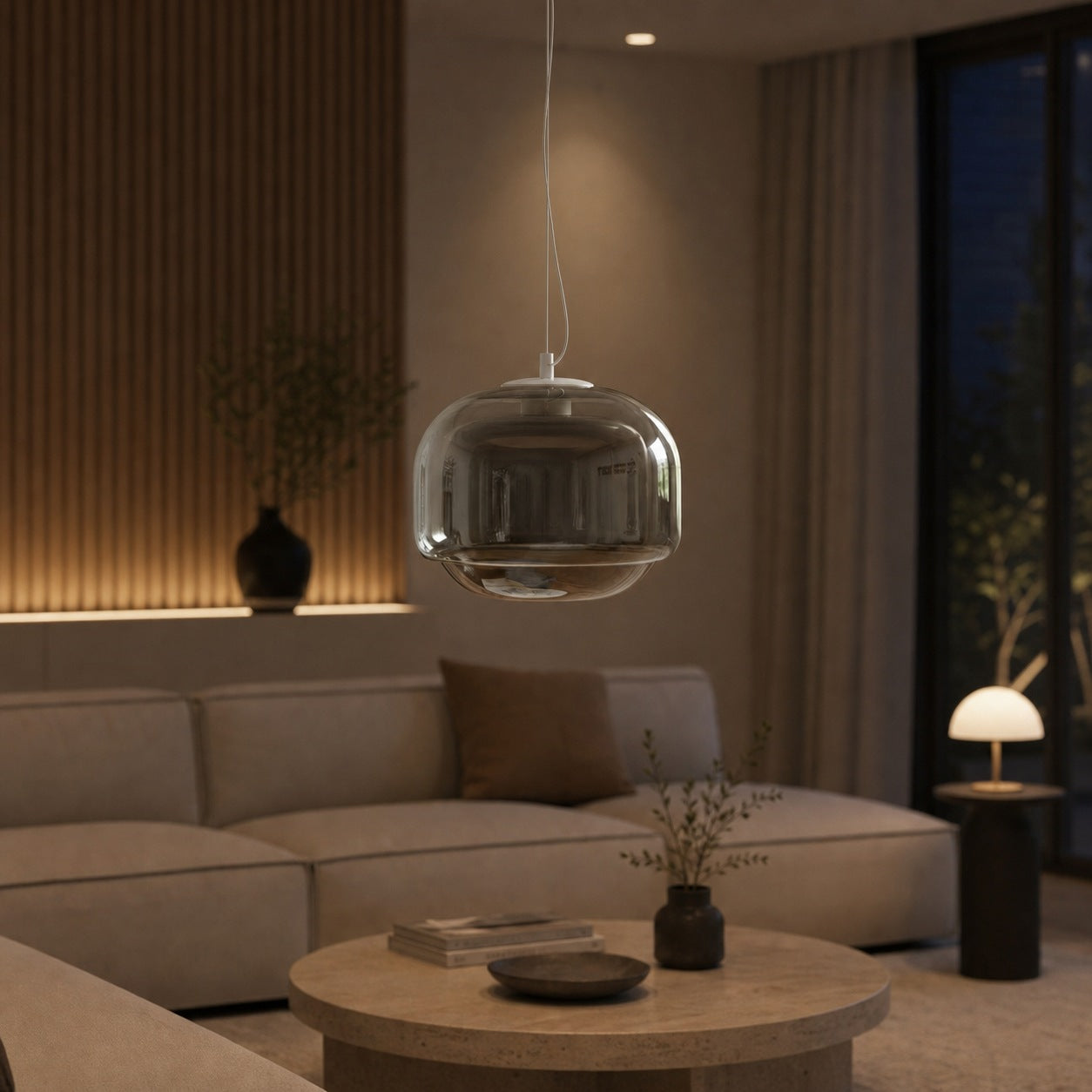 Clinco Modern Mushroom Pendant Light - Colored Glass Hanging Light