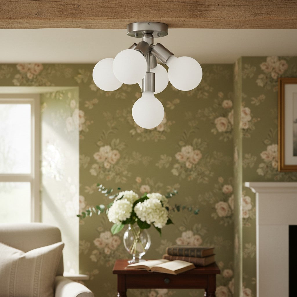 Glorica Glass Flush Mount Light - Globe Ceiling Fixture Modern