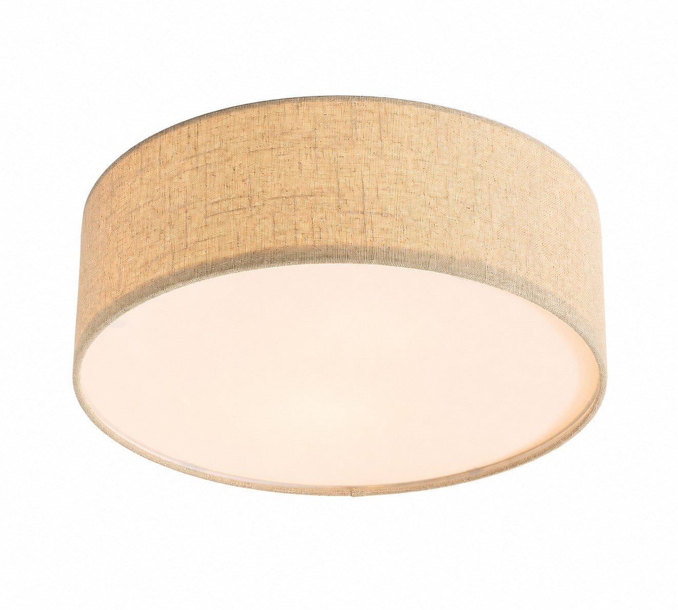 Dumora Linen Drum Ceiling Light - Flush Mount Iron Fixture with Fabric Shade