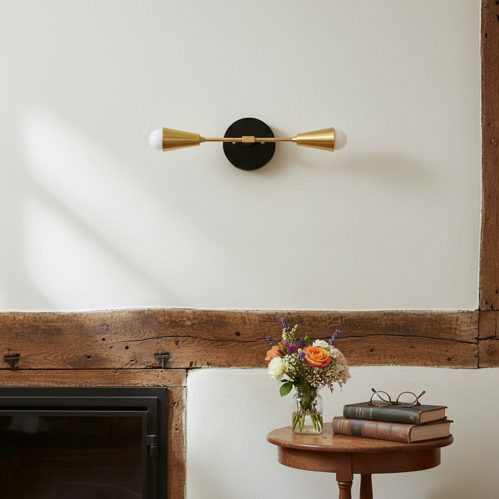 Lumen Dual-Conical Modern Wall Sconce – Minimalist Vanity & Hallway Lighting