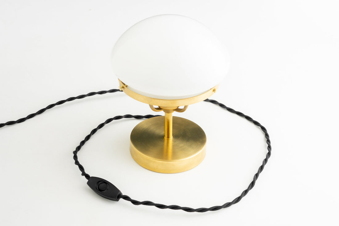 Ornato Luxe Modern Brass or Black Table Lamp With Art Deco Lustre