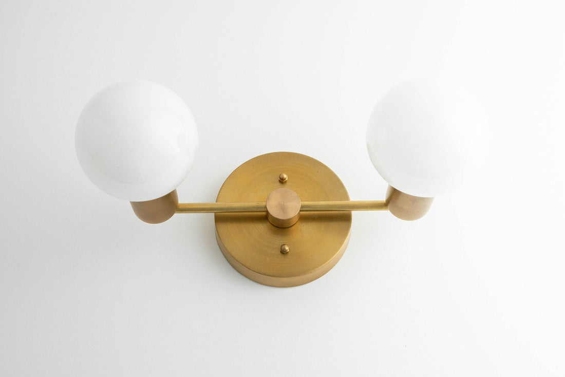 Glorica Glass Vanity Light - Modern Brass Wall Sconce for Bathroom Style