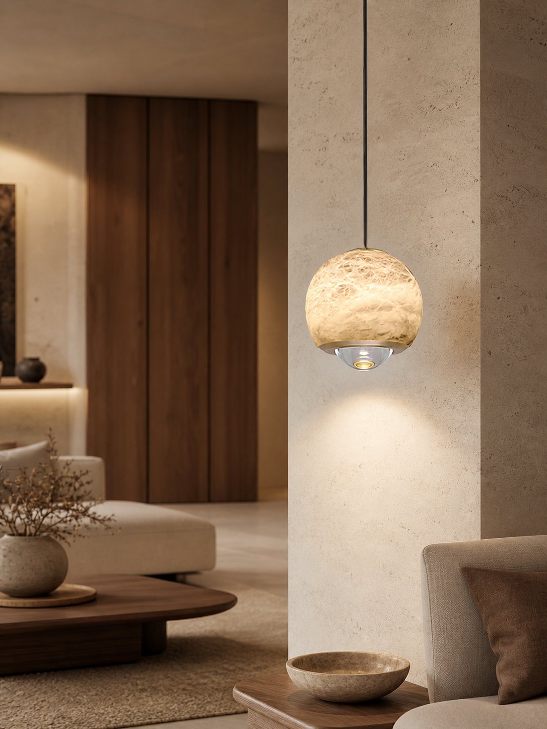 Ferox Alabaster Pendant Light