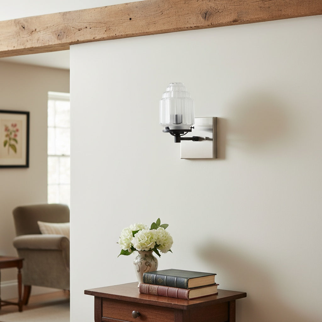 Tierlux Glass Art Deco Wall Sconce - Glass Frosted Globes with Skyscraper Globe