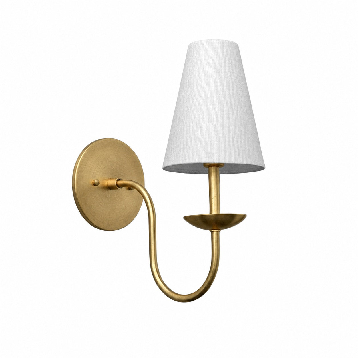Curva Metal White Linen Sconce - Classic Brass Wall Light for Bedrooms