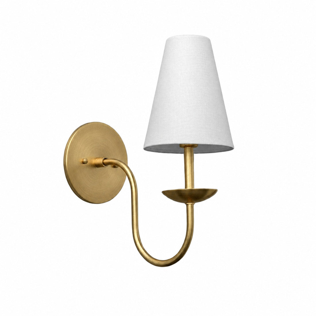 Curva Metal White Linen Sconce - Classic Brass Wall Light for Bedrooms