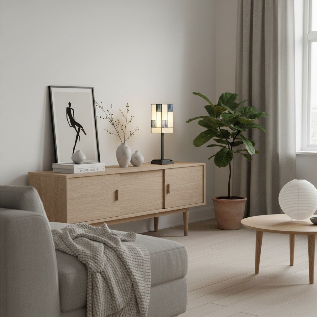TF Manchester Square Table Lamp - Geometric Glass and Metal for Bedroom and Living Room
