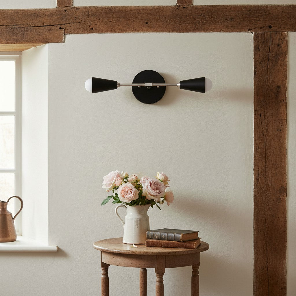 Lumen Dual-Conical Modern Wall Sconce – Minimalist Vanity & Hallway Lighting