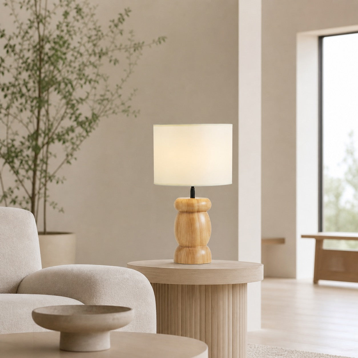 Pebble Wood Table Lamp
