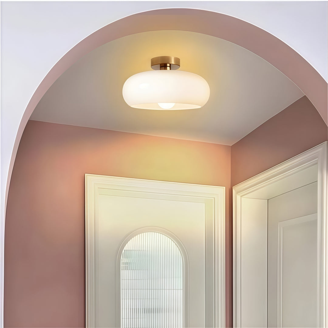 Retro Brass Bauhaus Glass Disc Ceiling Lamp