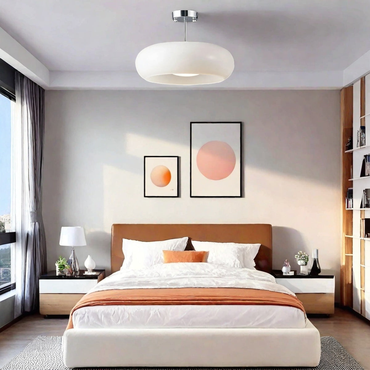 Nordic Style Bauhaus Glass Ceiling Lamp - Retro Brass Glass Disc Light