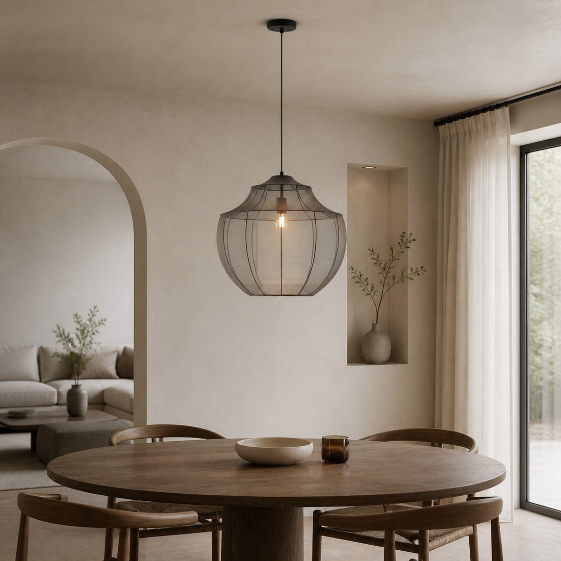 Lumifil Modern Mesh Pendant Light - Hanging Fabric Lghts are Suitable for Dining Rooms or Kitchen Islands