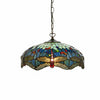 TF Dragonfly Tiffany Pendant Light – Art Nouveau Stained Glass Pendant for Living