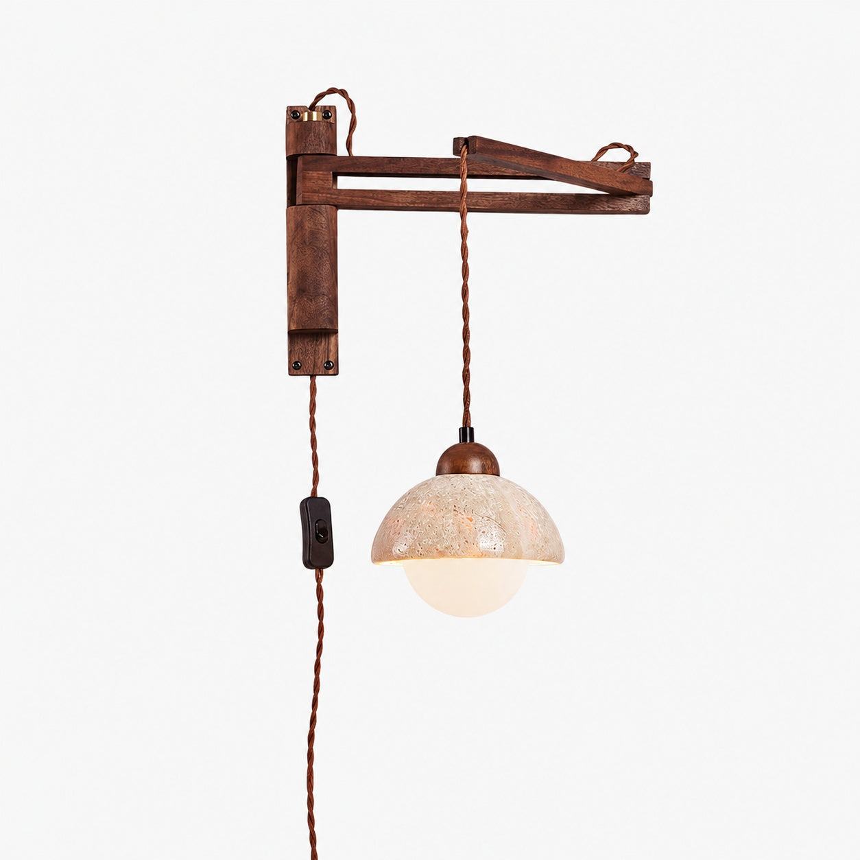 Tia Travertine Swing Arm Plug-in Sconce