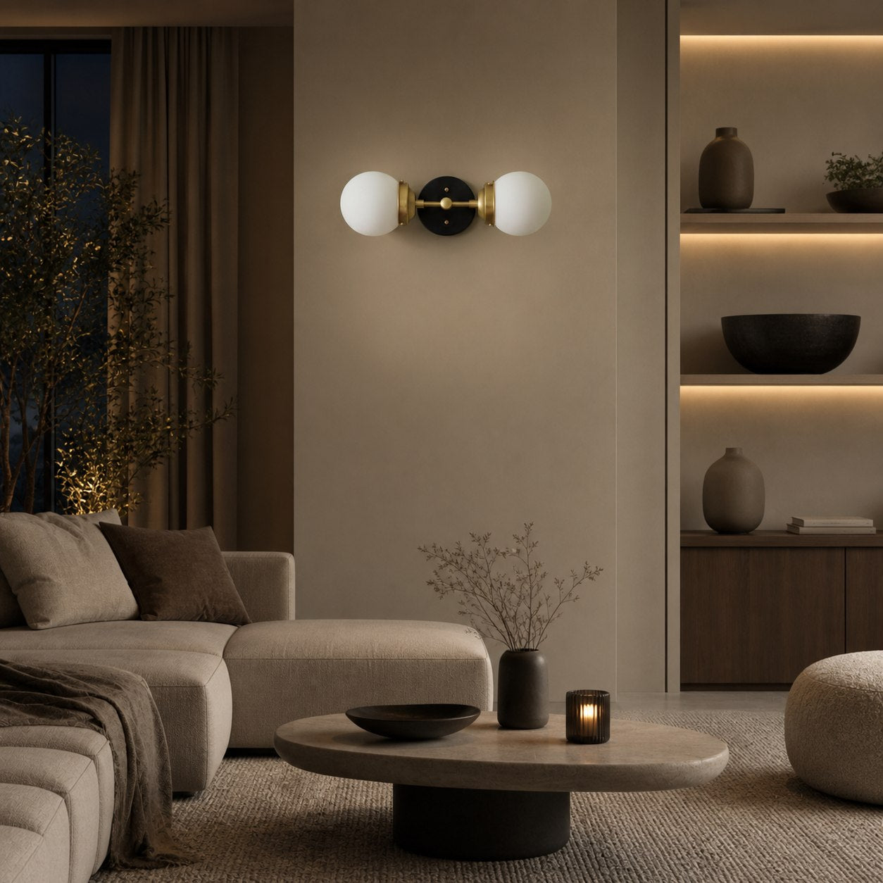 Lumio Globe Modern Geometric Sconce - Two Light Bathroom Vanity Lighting