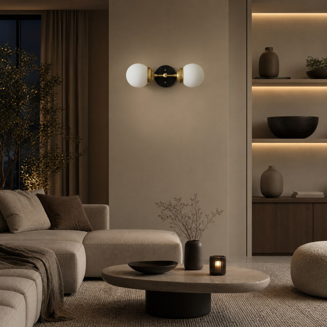 Lumio Globe Modern Geometric Sconce - Two Light Bathroom Vanity Lighting